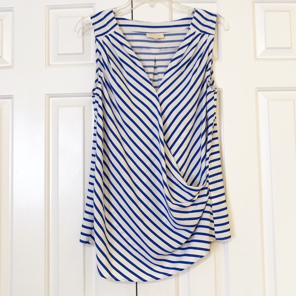 ModCloth blue & white striped sleeveless top. Med